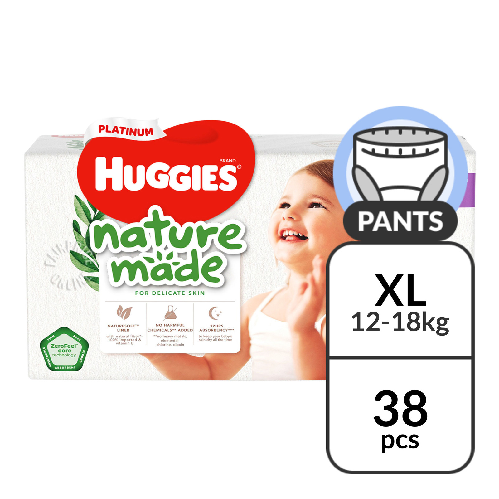 Huggies Platinum Nature Made Pants - XL (12 - 18kg)