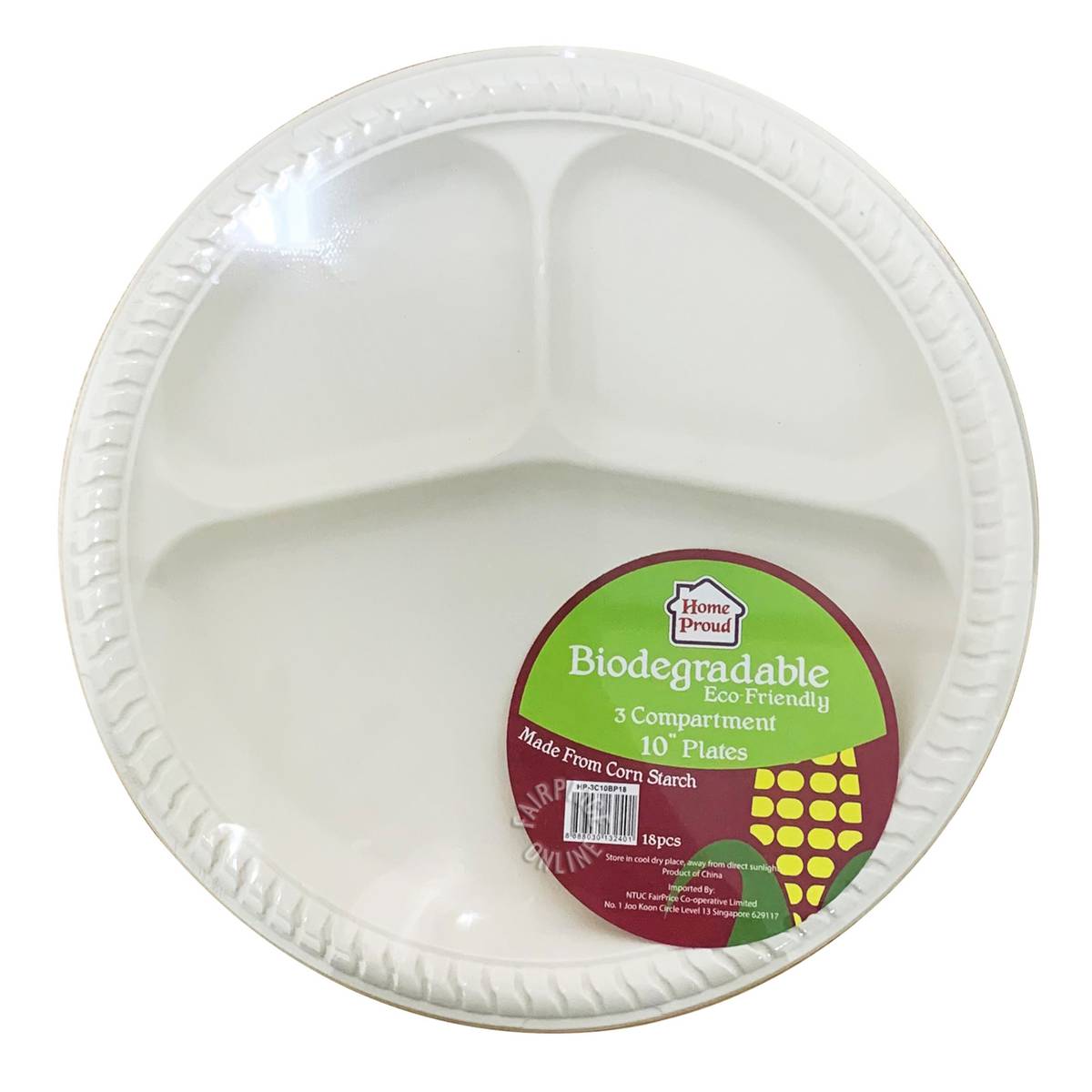 HomeProud Biodegradable Plates Round (10 inches) NTUC FairPrice