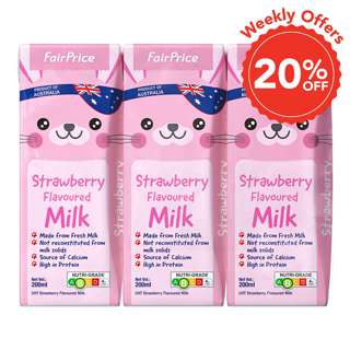 FairPrice UHT Kids Flavoured Packet Milk - Strawberry