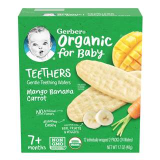 Gerber Organic Gentle Teethers Wafers - Mango, Banana, Carrot