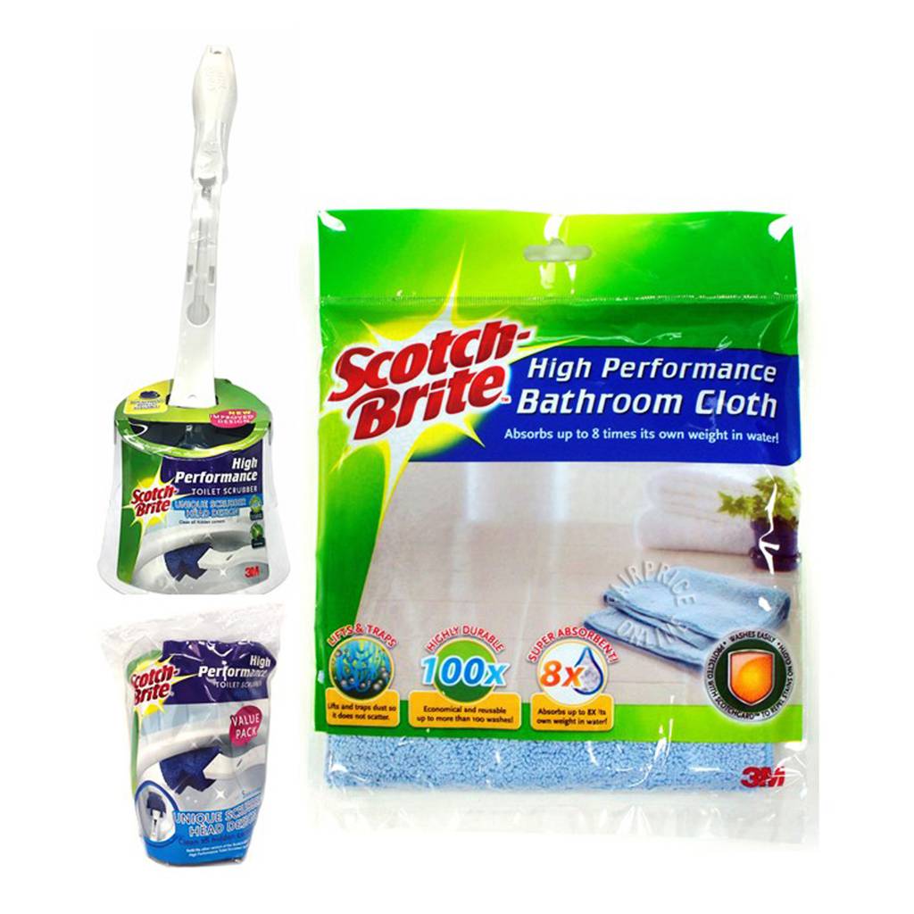 3M Scotch Brite Toilet Scrubber Set NTUC FairPrice