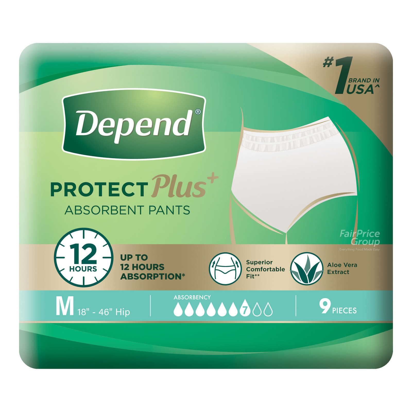 Depend Protect Plus Pants Unisex Adult Diaper - M