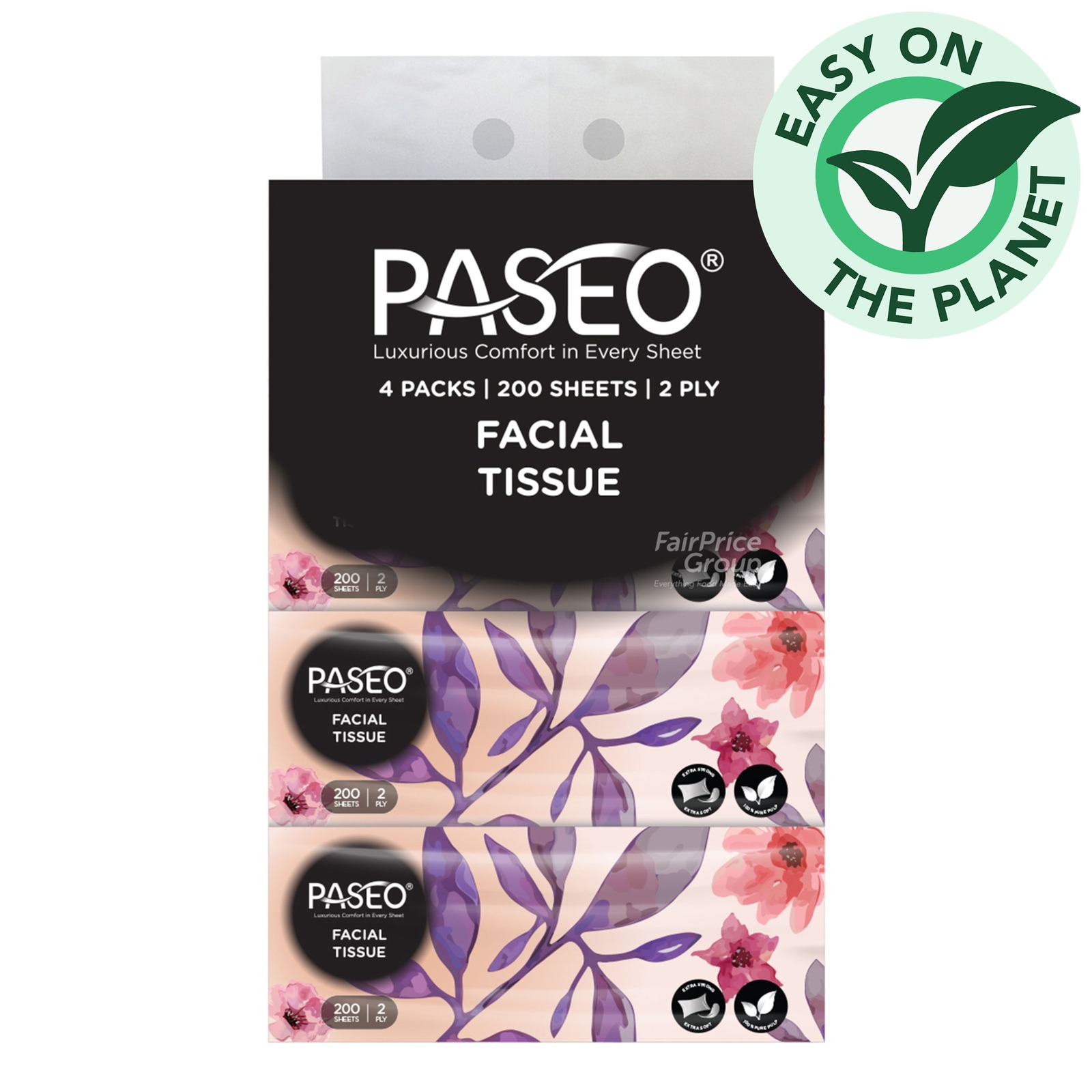 Paseo Elegant Facial Soft Pack Tissue - 2 Ply