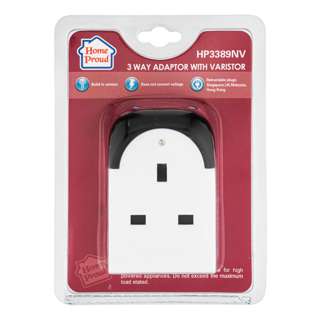 HomeProud 3 Way Adaptor with Varistor