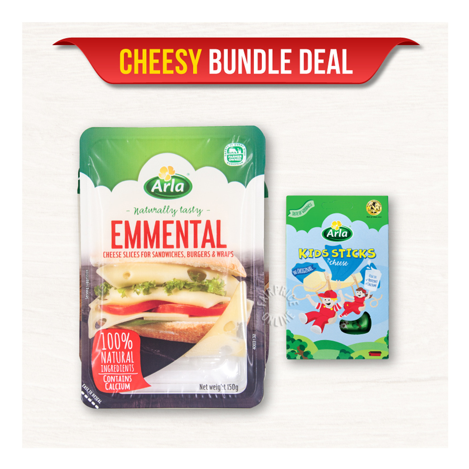 Arla Cheese Slices - Emmental + Kids Sticks Cheese | NTUC FairPrice