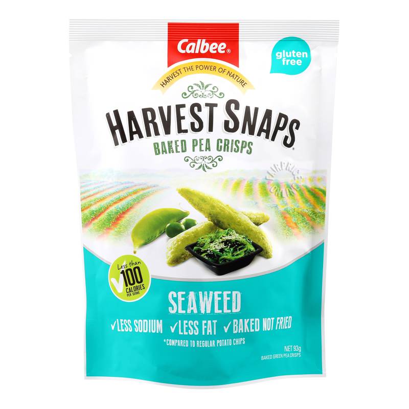 Calbee Harvest Snaps Baked Pea Crisps Seaweed NTUC FairPrice