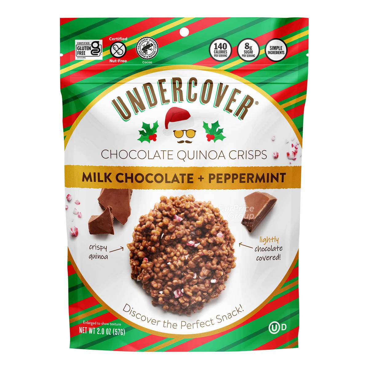 Undercover Chocolate Quinoa Crisps Milk Chocolate & Peppermint NTUC