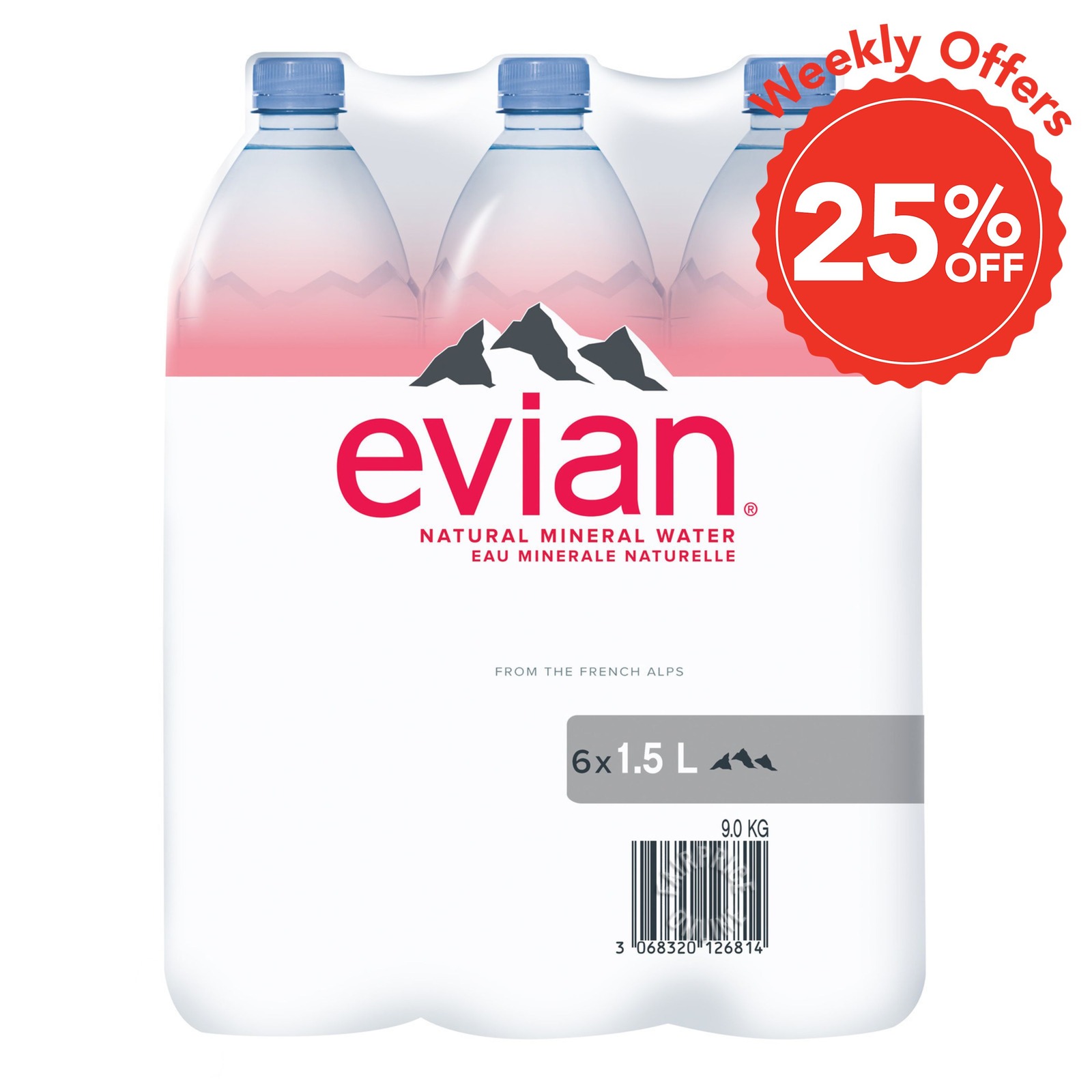 Evian Natural Mineral Bottle Water