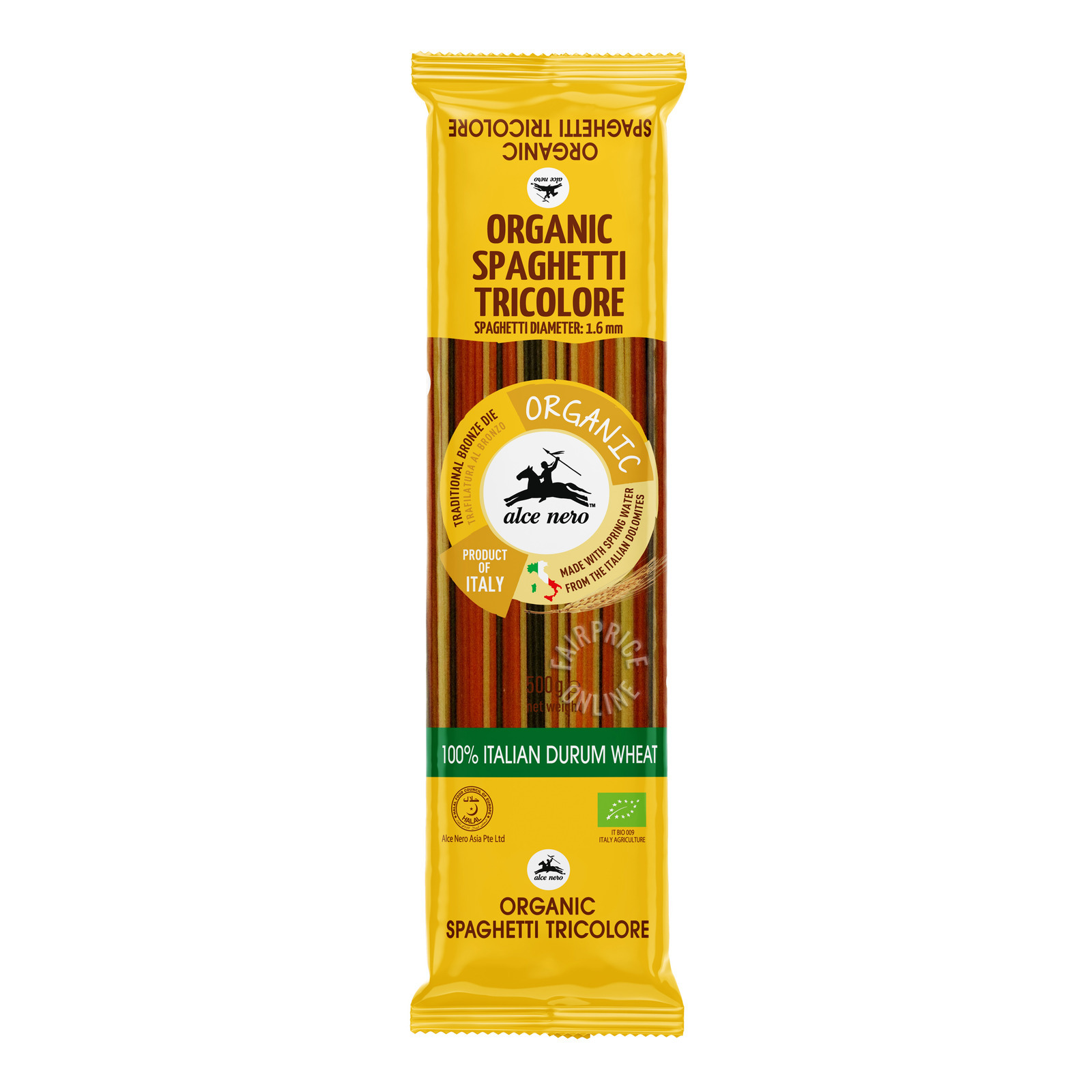 Alce Nero Organic Whole Wheat Spaghetti - Tricolore | NTUC FairPrice