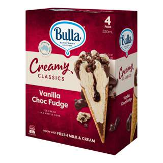 Bulla Creamy Classic Cones - Vanilla Fudge