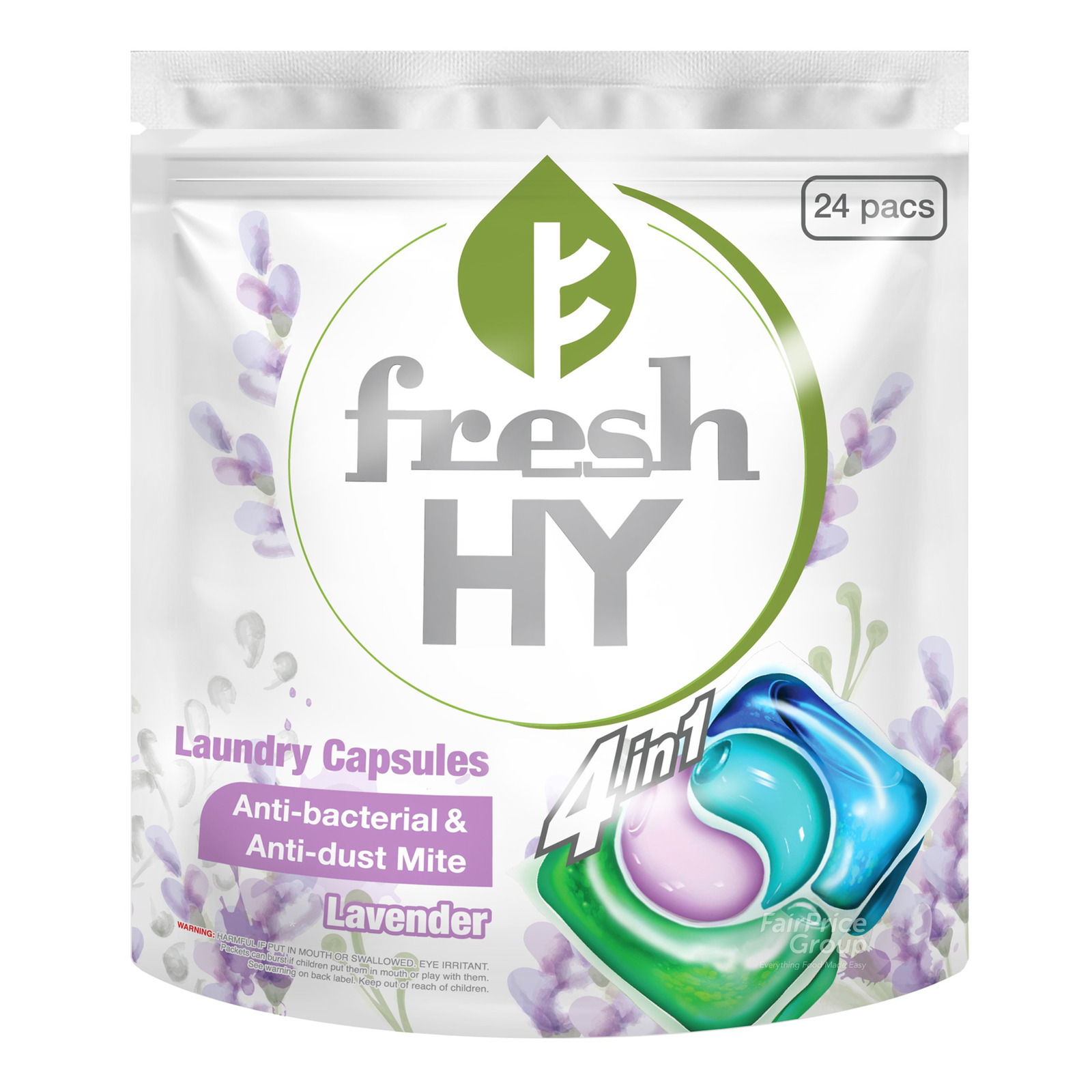 Fresh Hy 4 in 1 Laundry Capsules Refill Lavender NTUC FairPrice