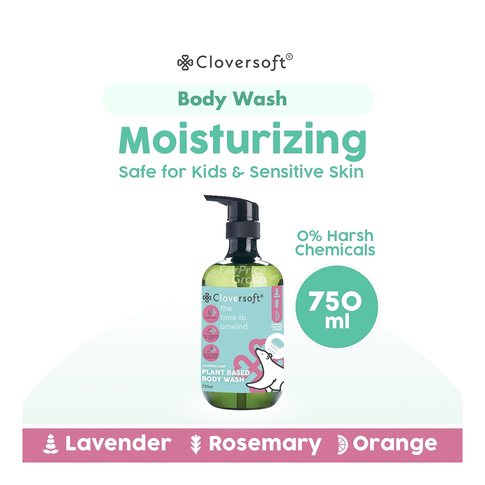 Cloversoft Plant-Based Body Wash - Lavender, Rosemary & Orange