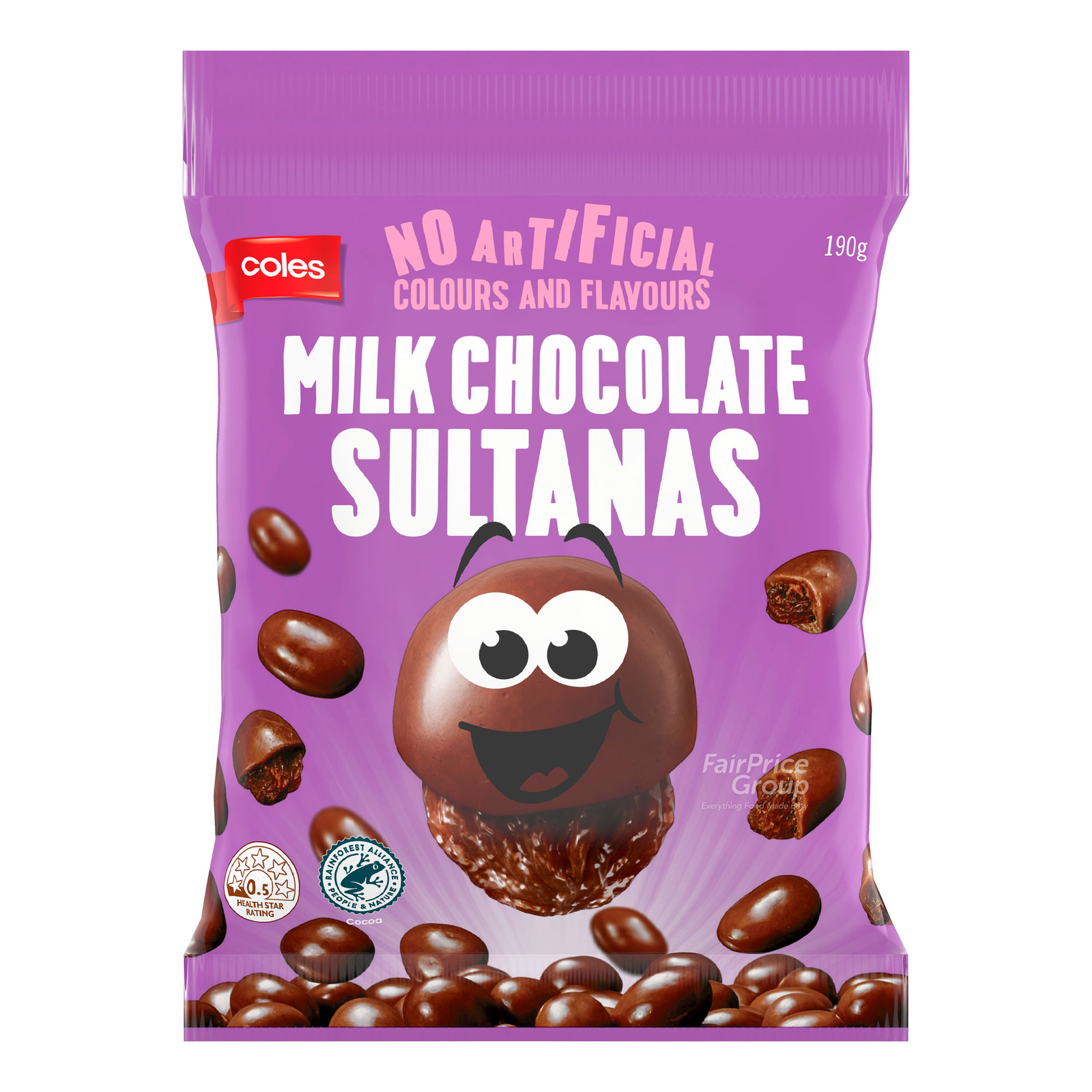 Coles Milk Chocolate Coated Sultanas NTUC FairPrice