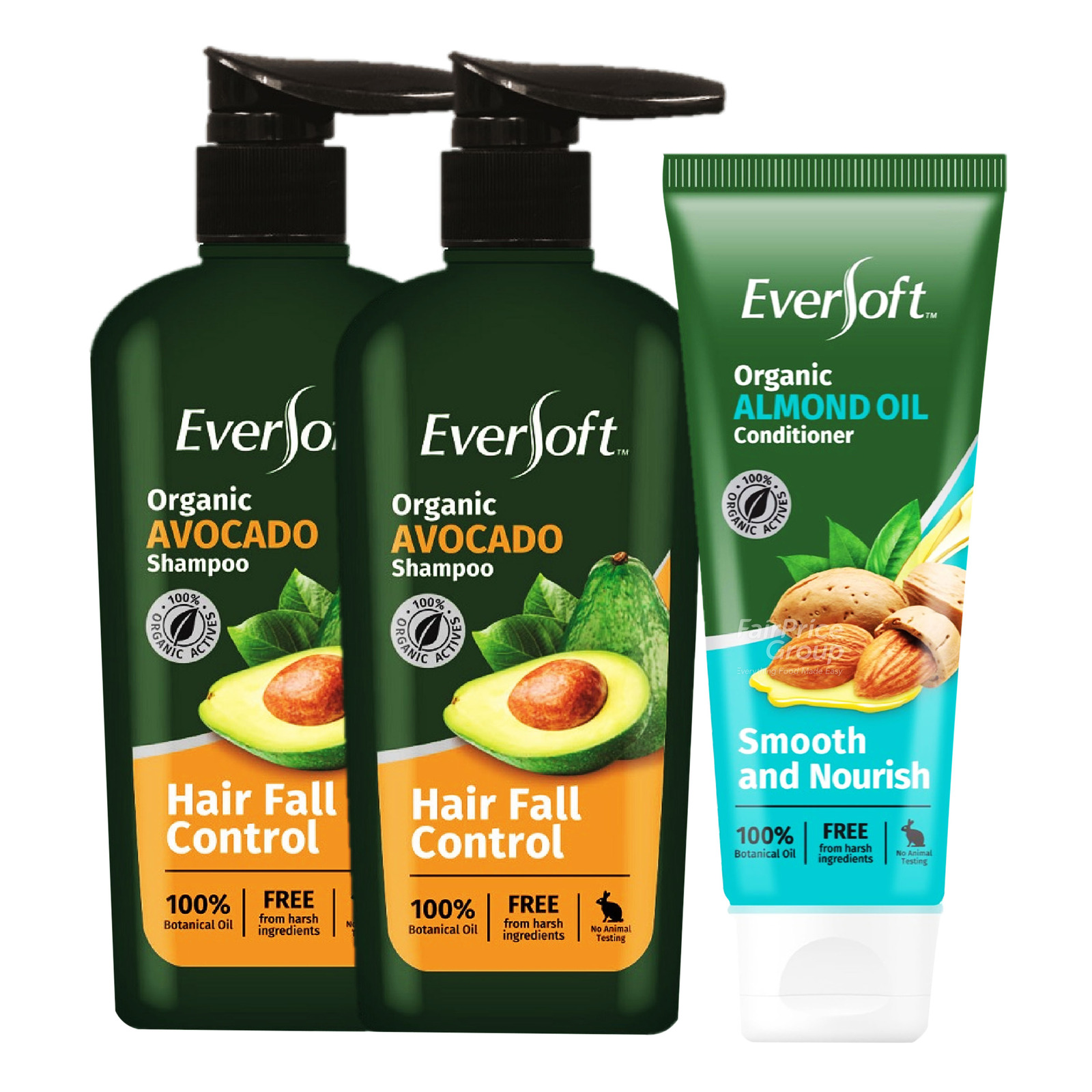 Eversoft Organic Avocado Shampoo + Almond Oil Conditioner NTUC FairPrice
