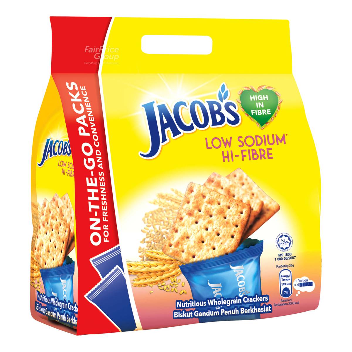 Jacob's Cracker MultiPack Low Sodium Hi Fibre 612g NTUC FairPrice