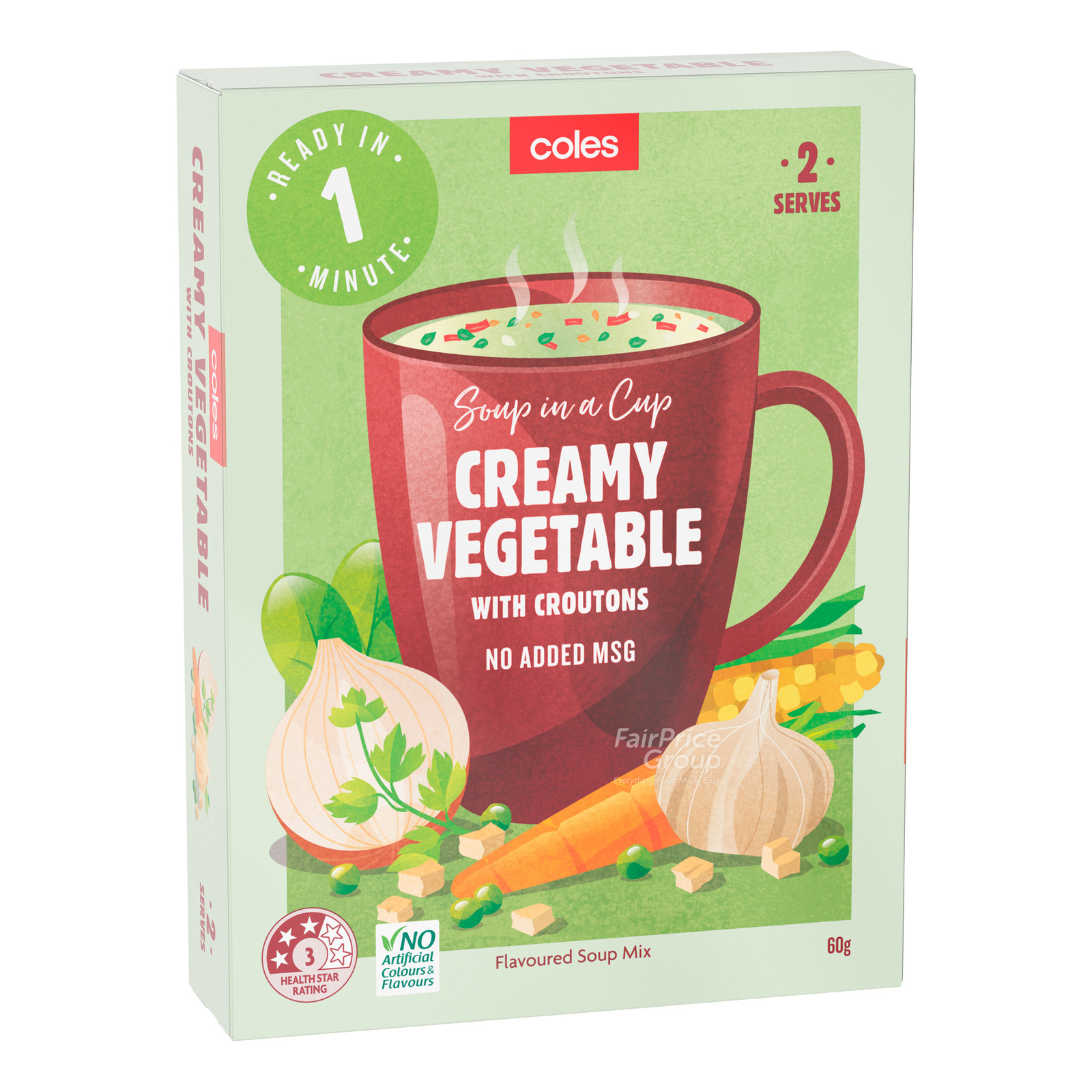 Coles Soup in a Cup Creamy Vegetable with Croutons NTUC FairPrice