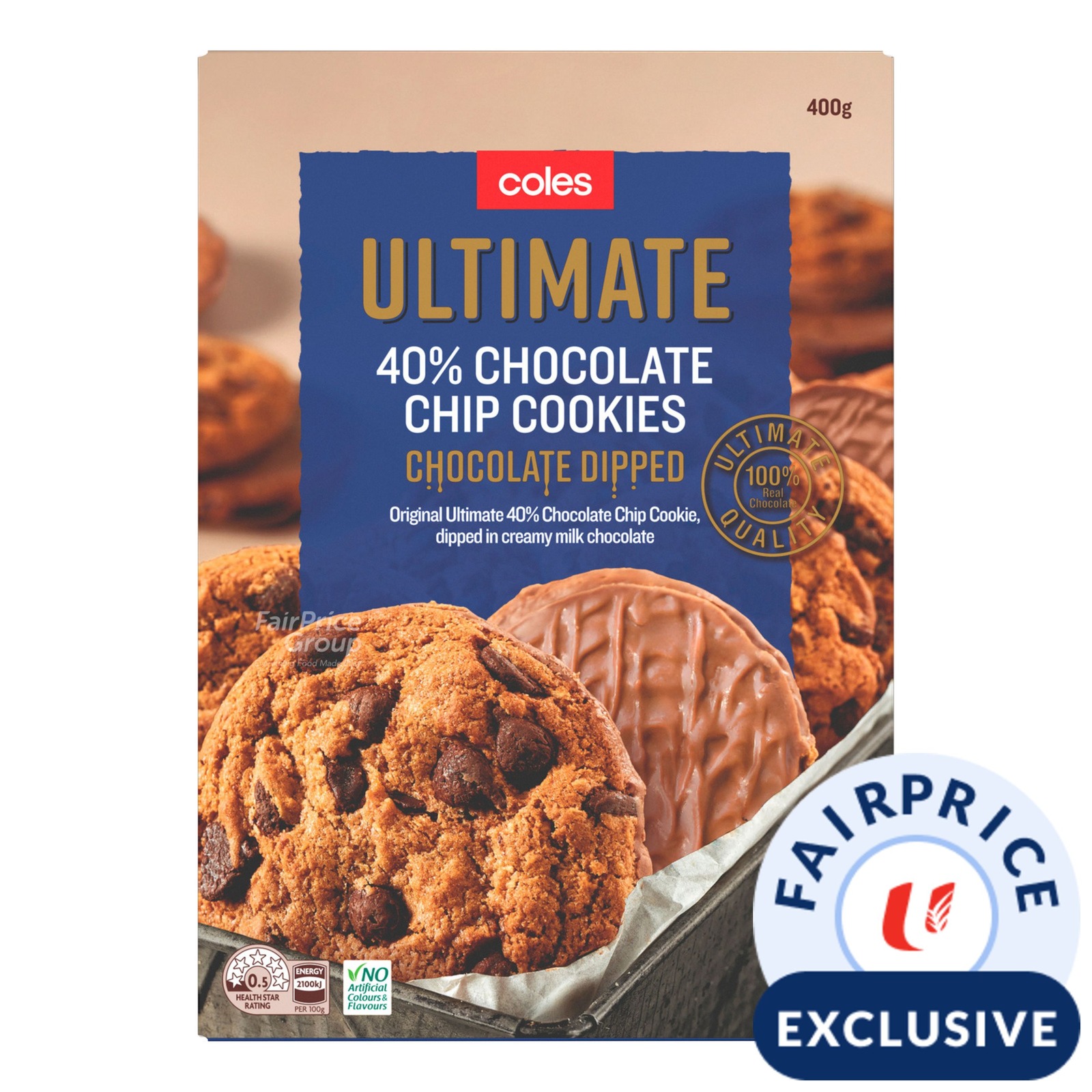 Coles Ultimate 40% Chocolate Chip Dipped Cookies | NTUC FairPrice