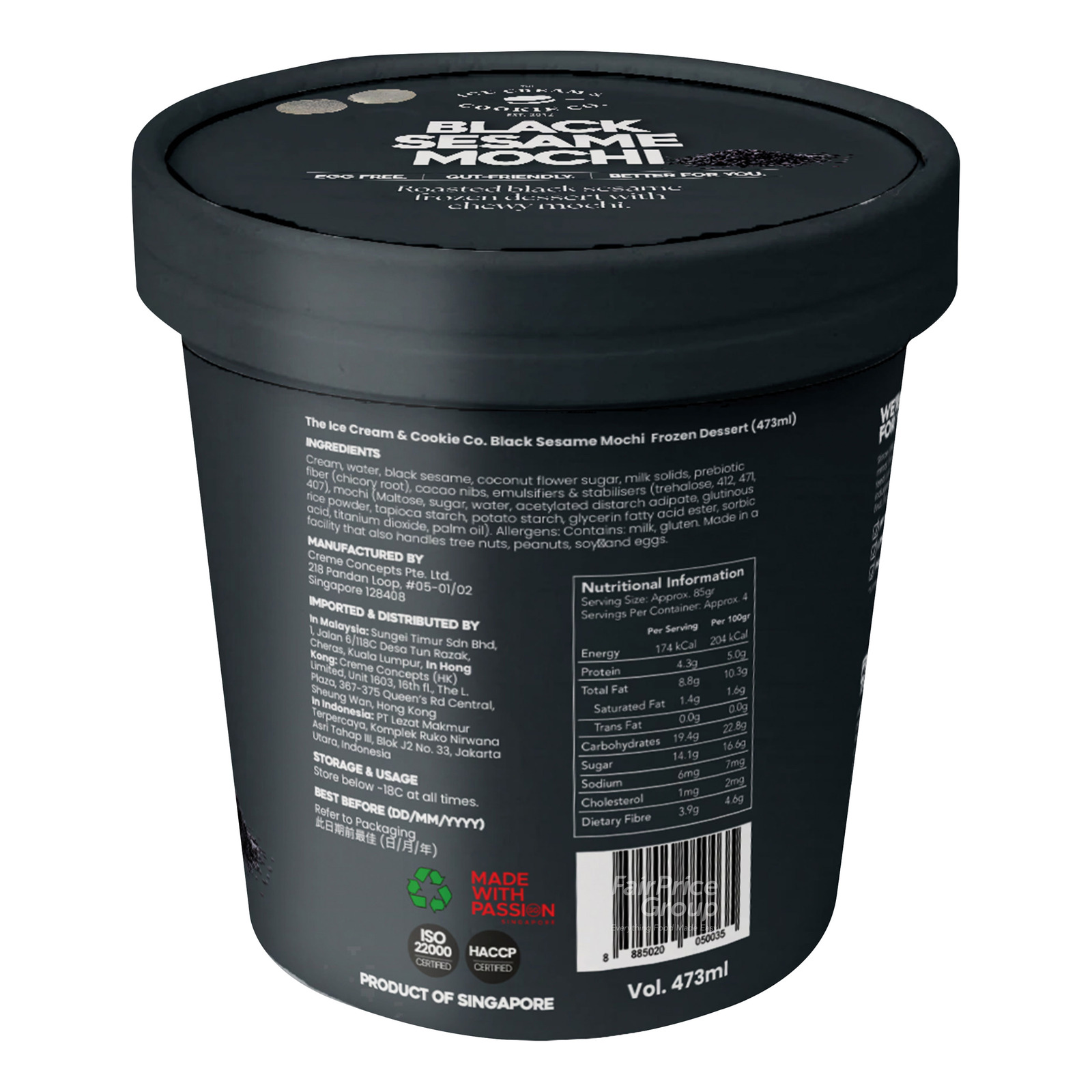 The Ice Cream & Cookie Co. Gelato - Black Sesame Mochi | NTUC