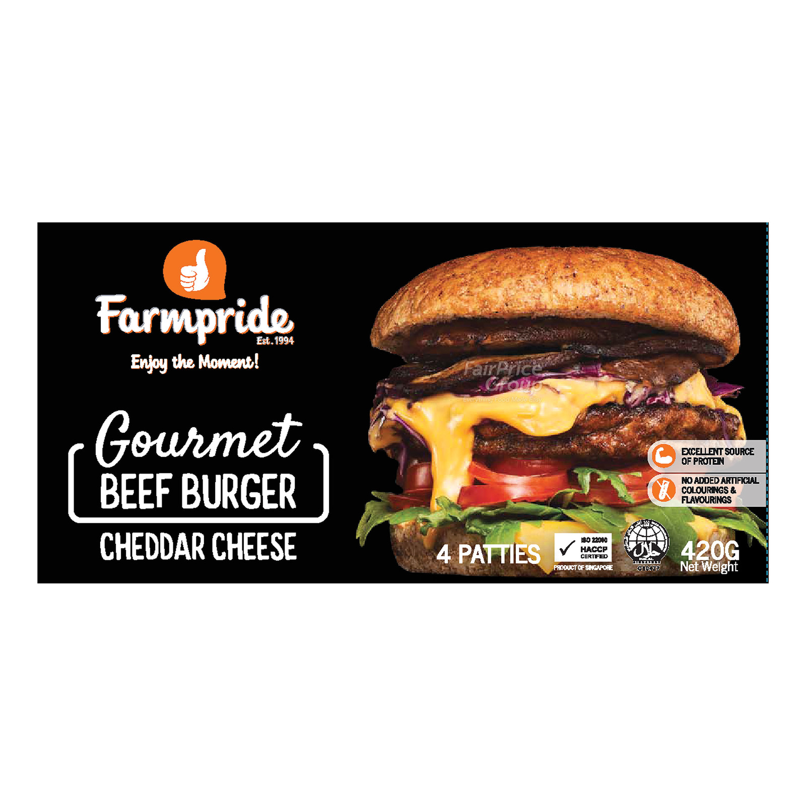 Farmpride Gourmet Burger Patties Beef with Cheddar Cheese NTUC