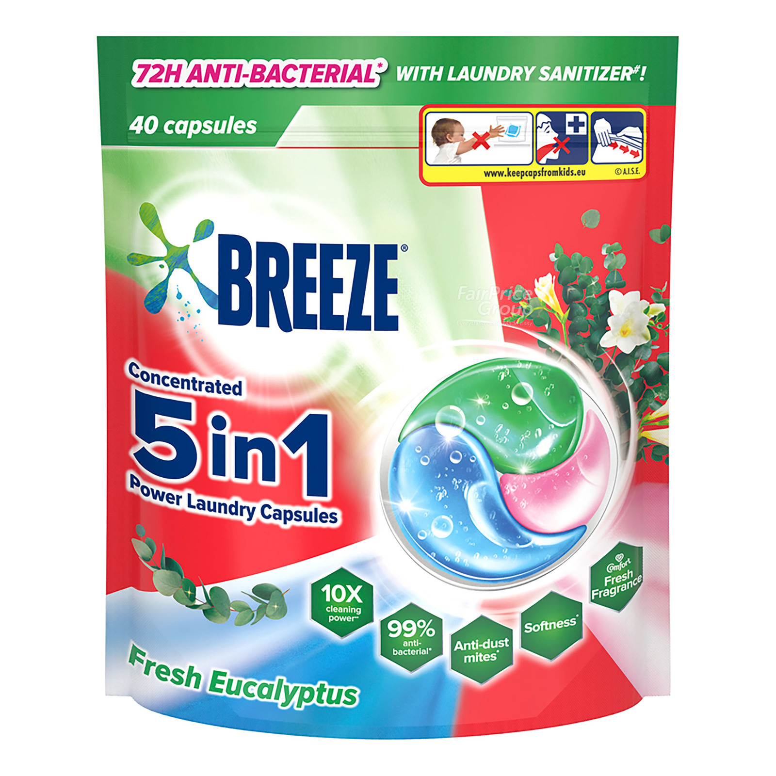 Breeze Concentrated 5 in 1 Power Laundry Capsules - Fresh Eucalyptus