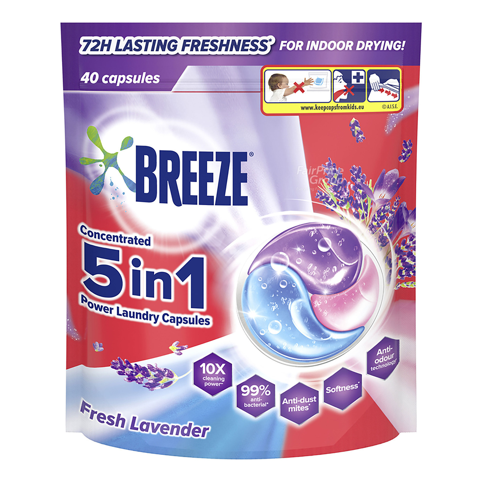 Breeze Concentrated 5 in 1 Power Laundry Capsules - Fresh Lavender