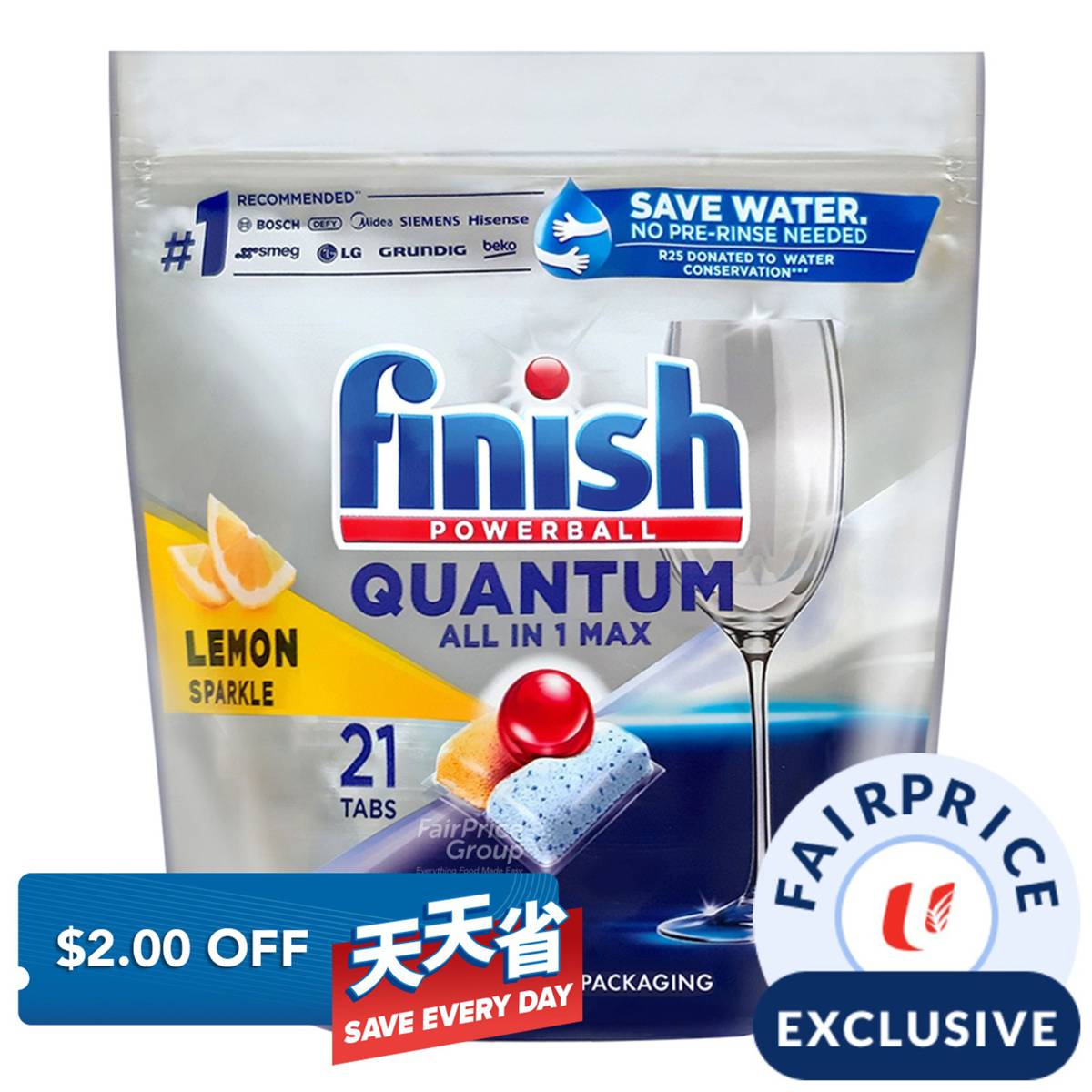 Finish Powerball All in One Dishwasher Tablet Lemon Sparkle NTUC