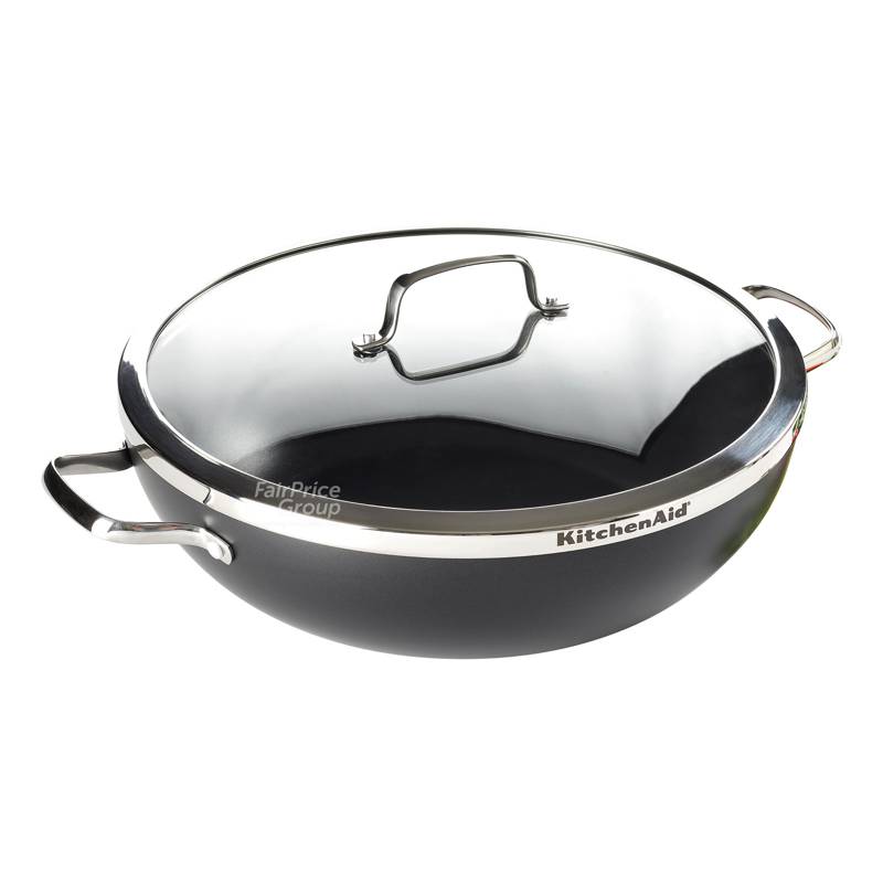 Kitchen Aid Wok with Glass Lid 36cm NTUC FairPrice