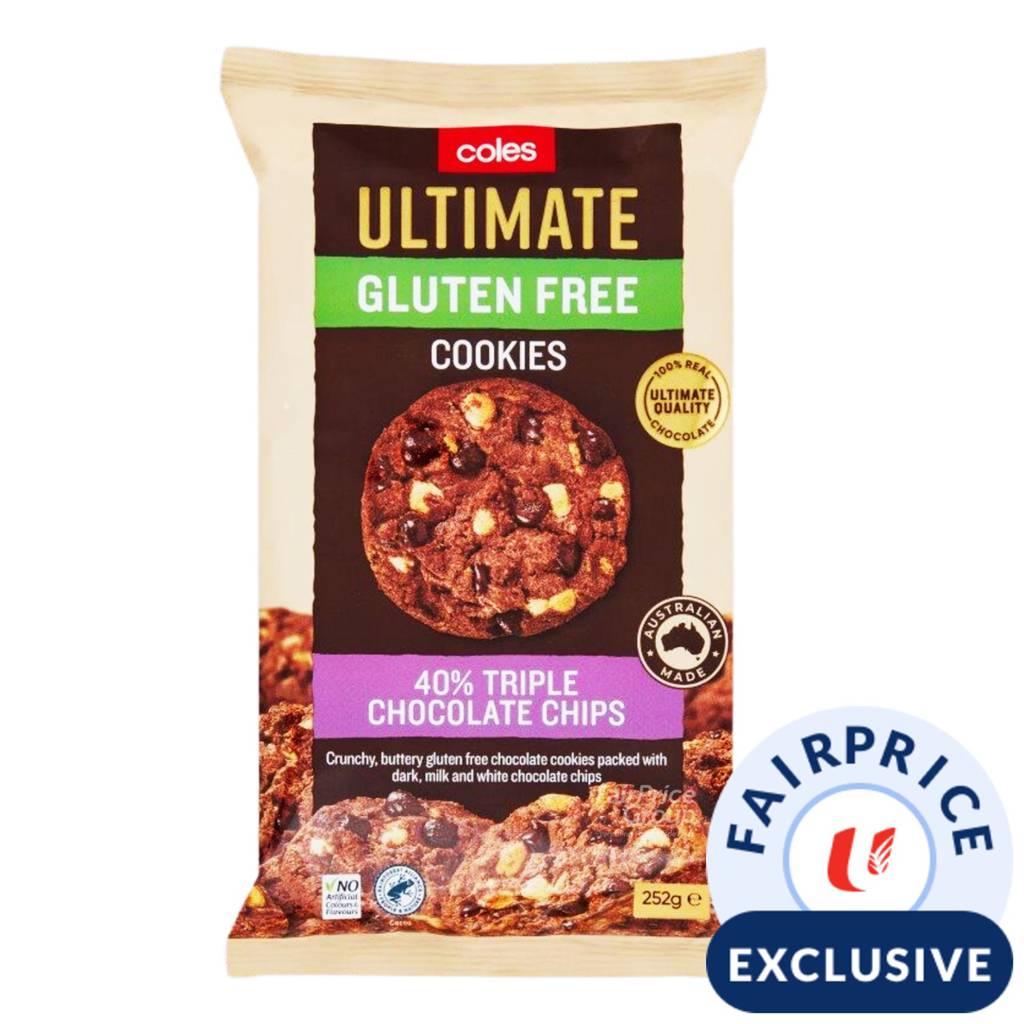 Coles Ultimate GlutenFree Cookies 40 Triple Choc Chip NTUC FairPrice