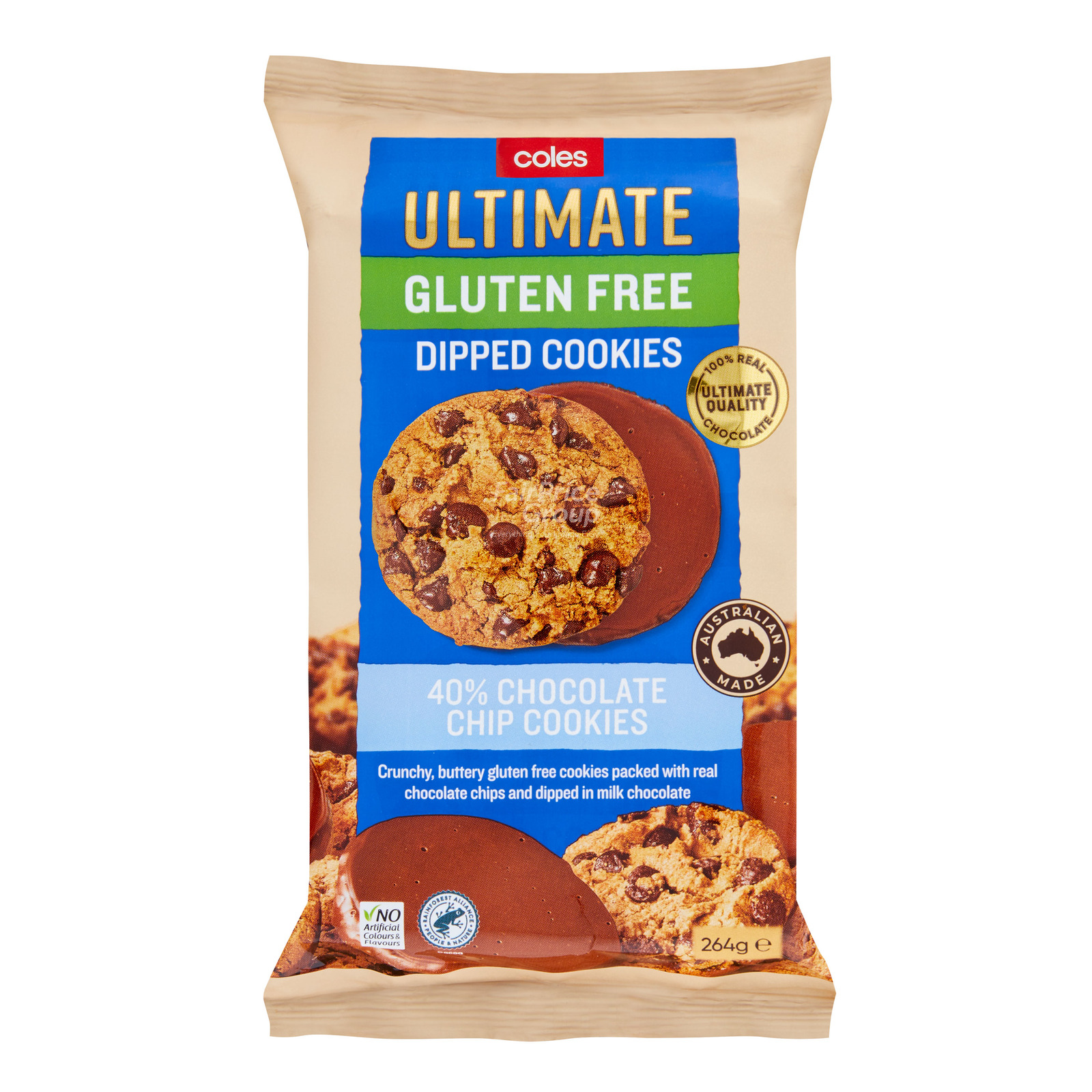 Coles Ultimate Gluten Free Dipped Cookies 40 Choc Chip NTUC FairPrice