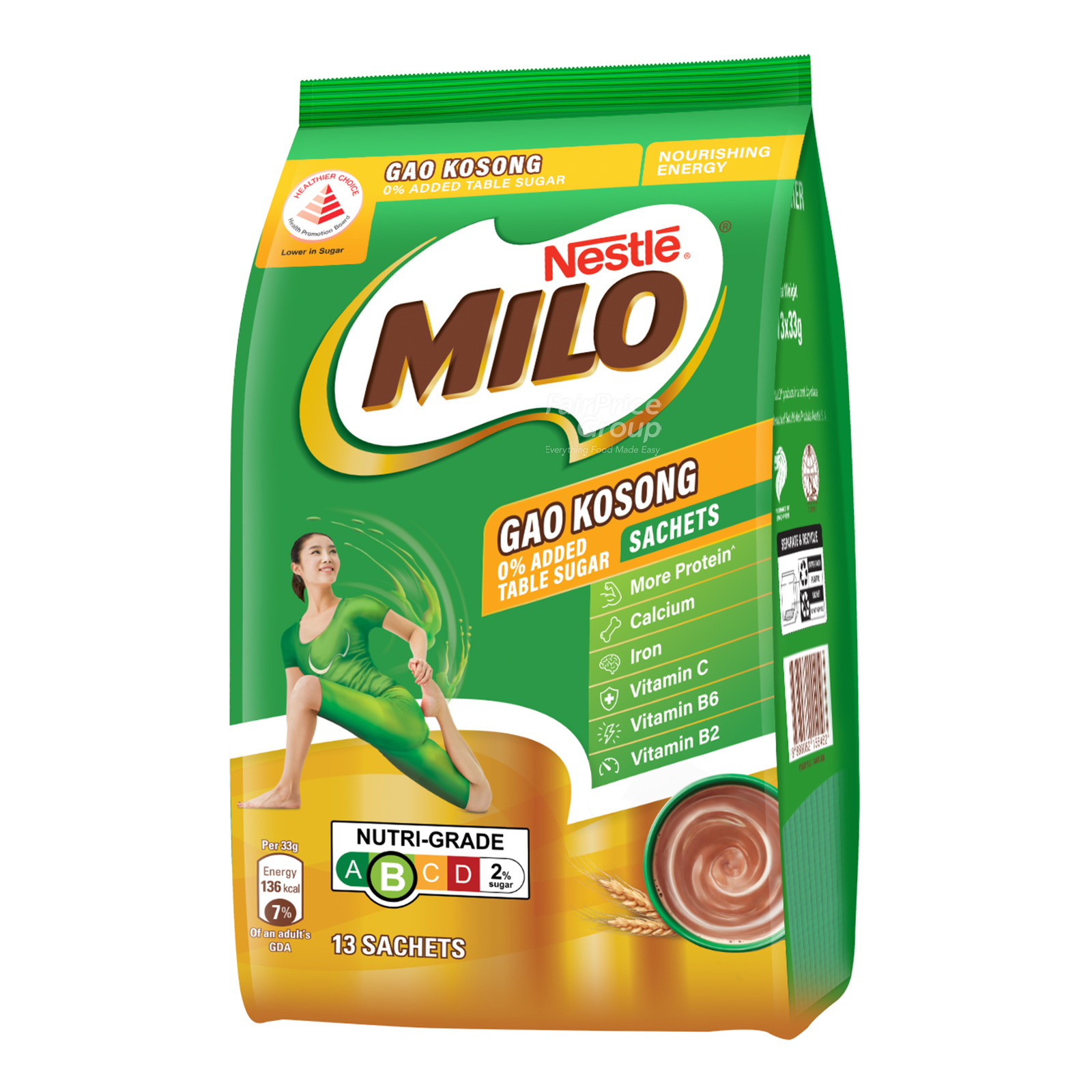 Milo Chocolate Malt Drink Powder with Milk - Gao Kosong (Sachet)