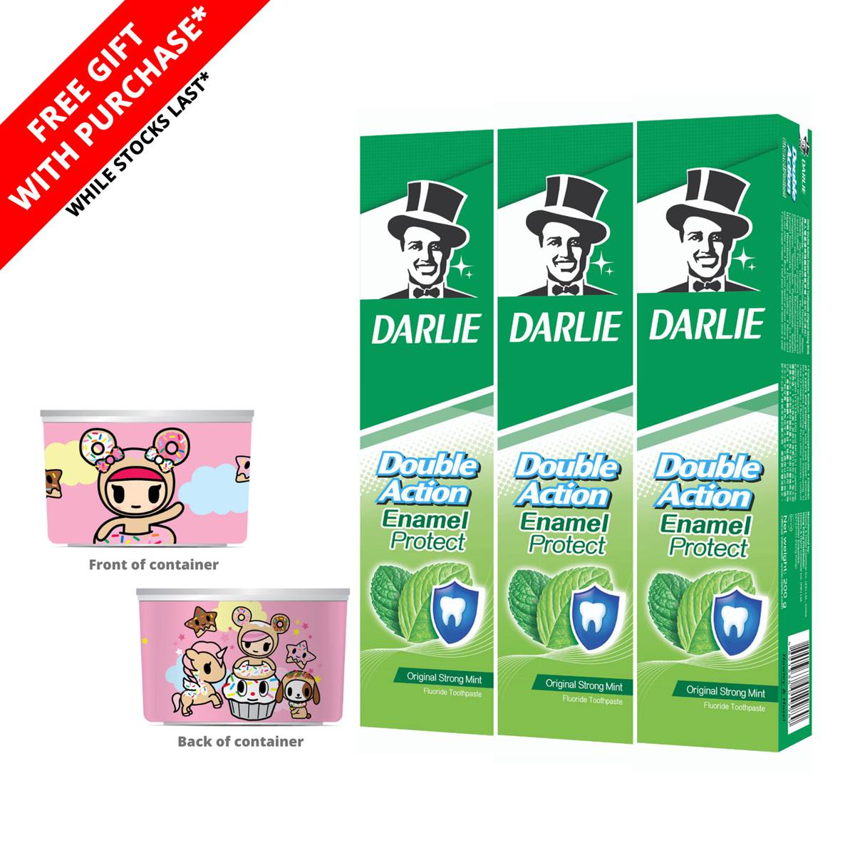 Darlie Double Action Toothpaste Enamel Protect + Tokidoki Container