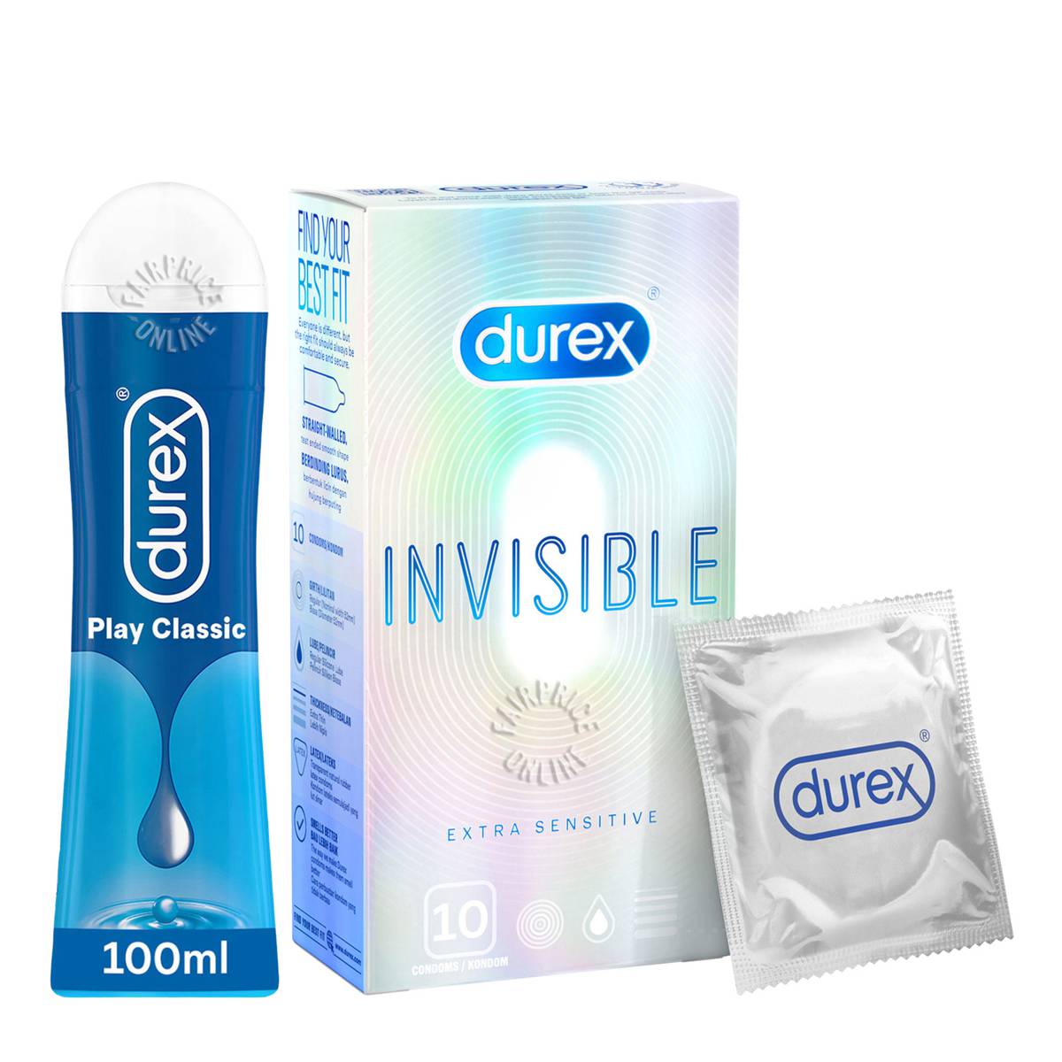 Durex Condom Invisible + Lubricant Gel Classic NTUC FairPrice