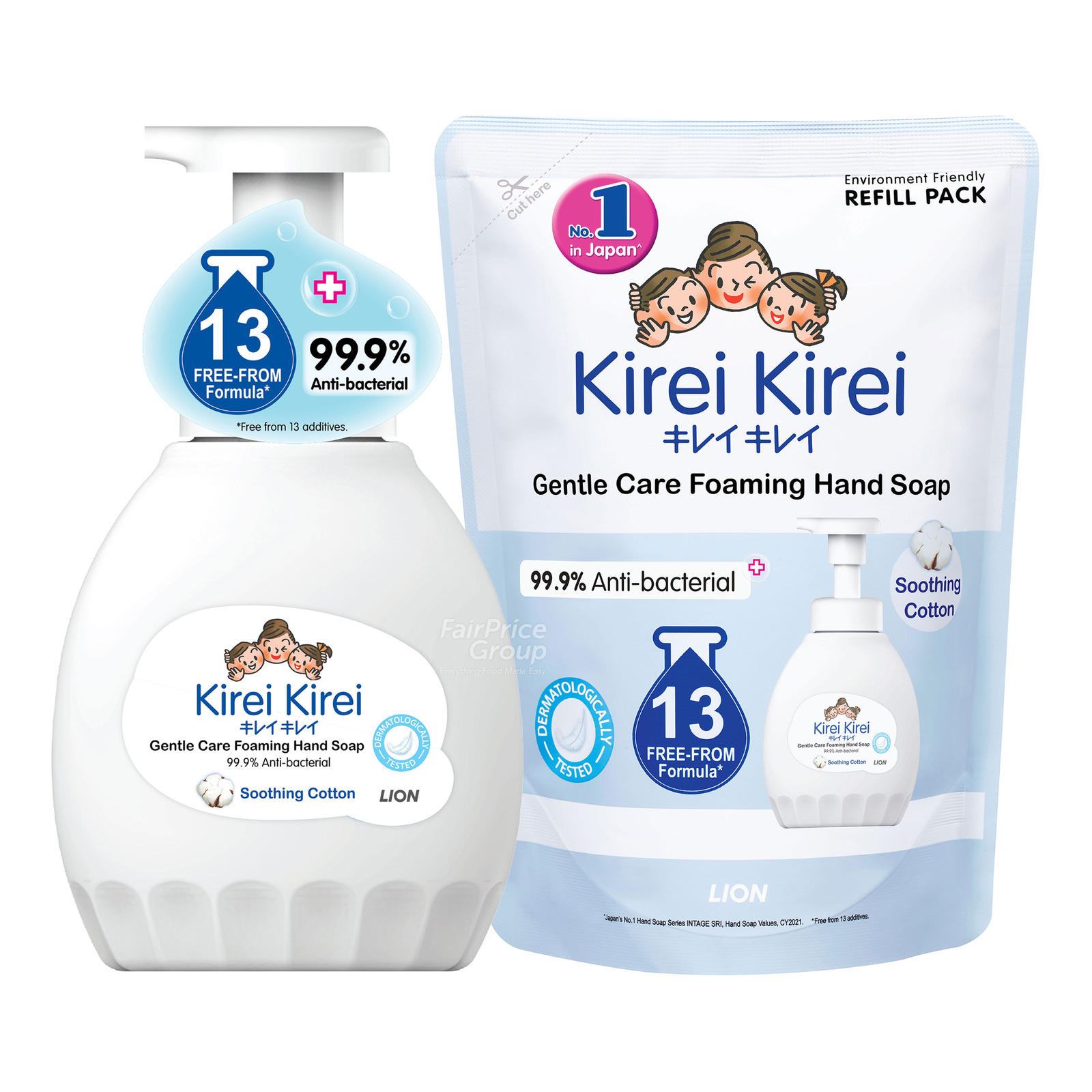 Kirei Kirei Gentle Care Foaming Hand Soap Soothing Cotton + Refill