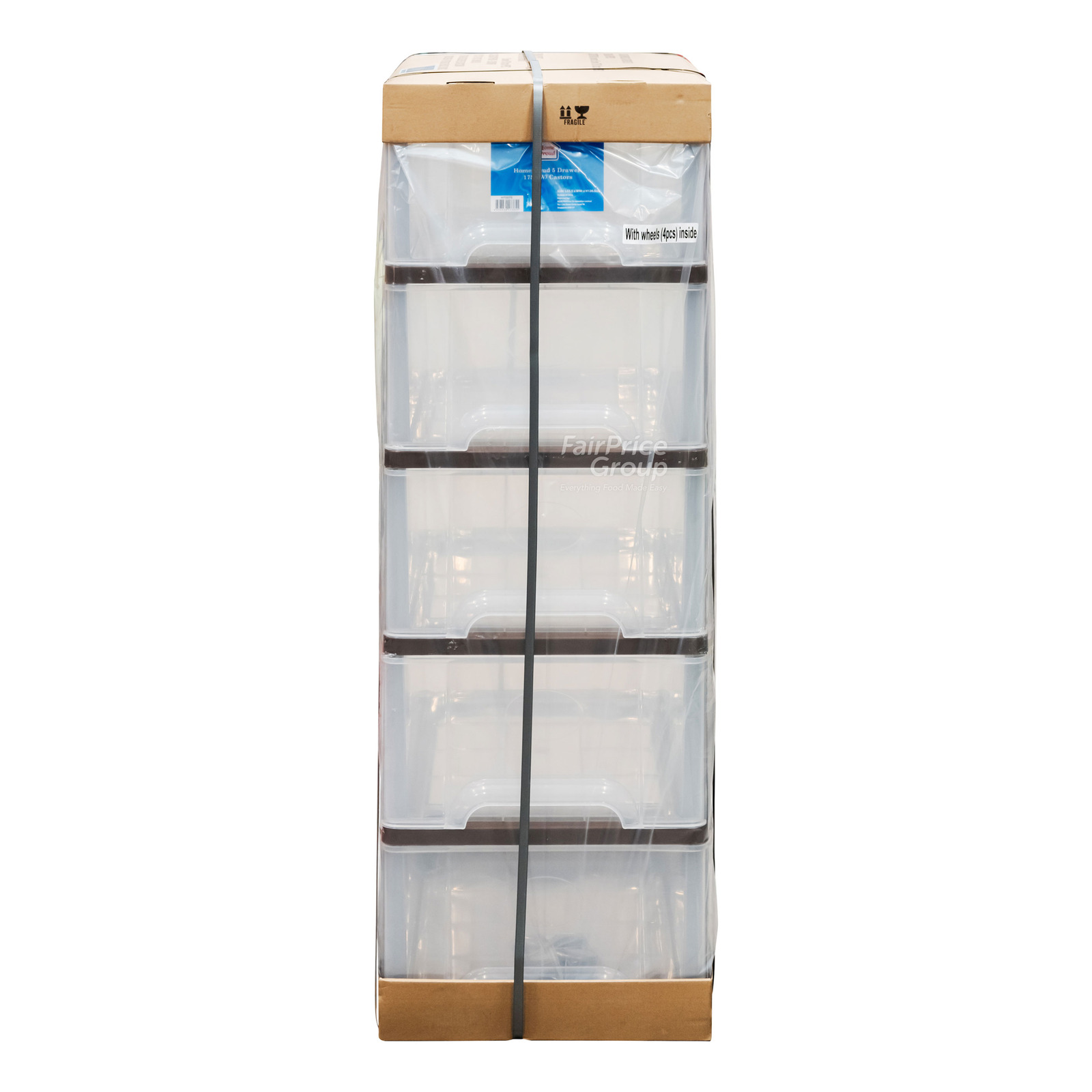 HomeProud 5 Drawers with Wheels - 175L (with Castors)