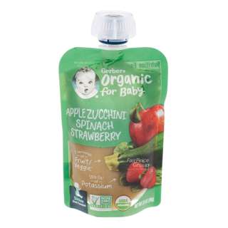 Gerber Organic Pouch Puree - Apple Zucchini Spinach Strawberry