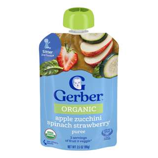 Gerber Organic Pouch Puree - Apple Zucchini Spinach Strawberry
