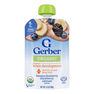 Gerber Organic Pouch Puree - Banana Blueberry Blackberry Oatmeal