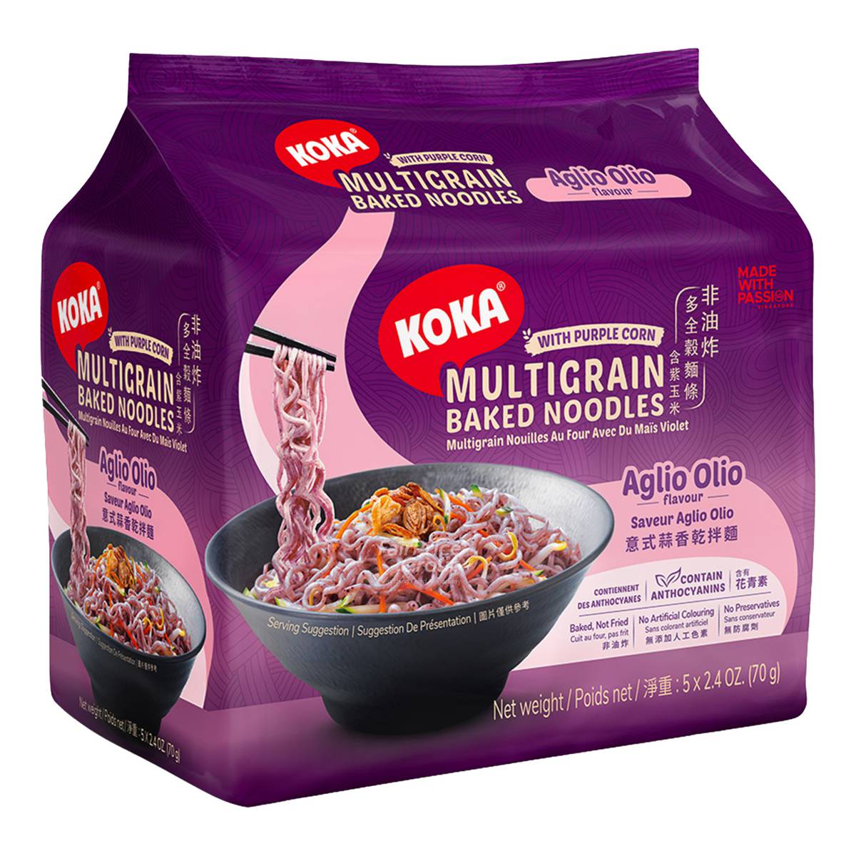 Koka Multigrain Purple Corn Noodles Aglio Olio NTUC FairPrice