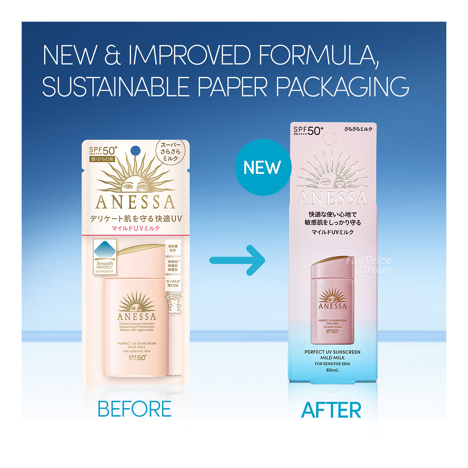 Anessa Perfect UV Sunscreen - Mild Milk (SPF 50) | NTUC FairPrice