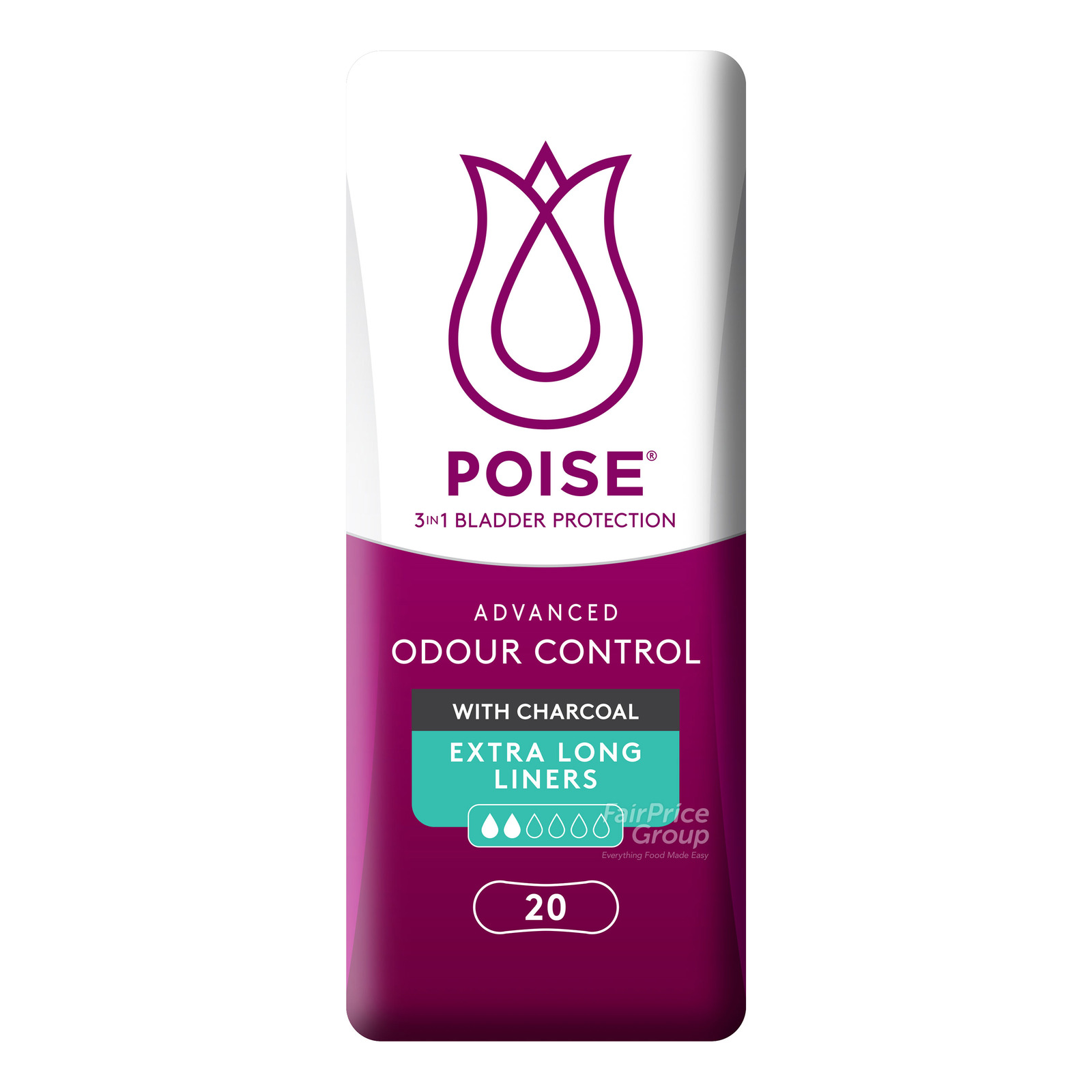 Poise Liners For Bladder Leakage Charcoal Extra Long NTUC FairPrice