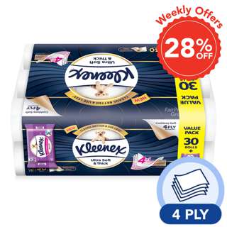 Kleenex Toilet Tissue Rolls (4 ply) + Moist Toilet Wipes Kleenex Toilet Tissue Rolls (4 ply) + Moist Toilet Wipes