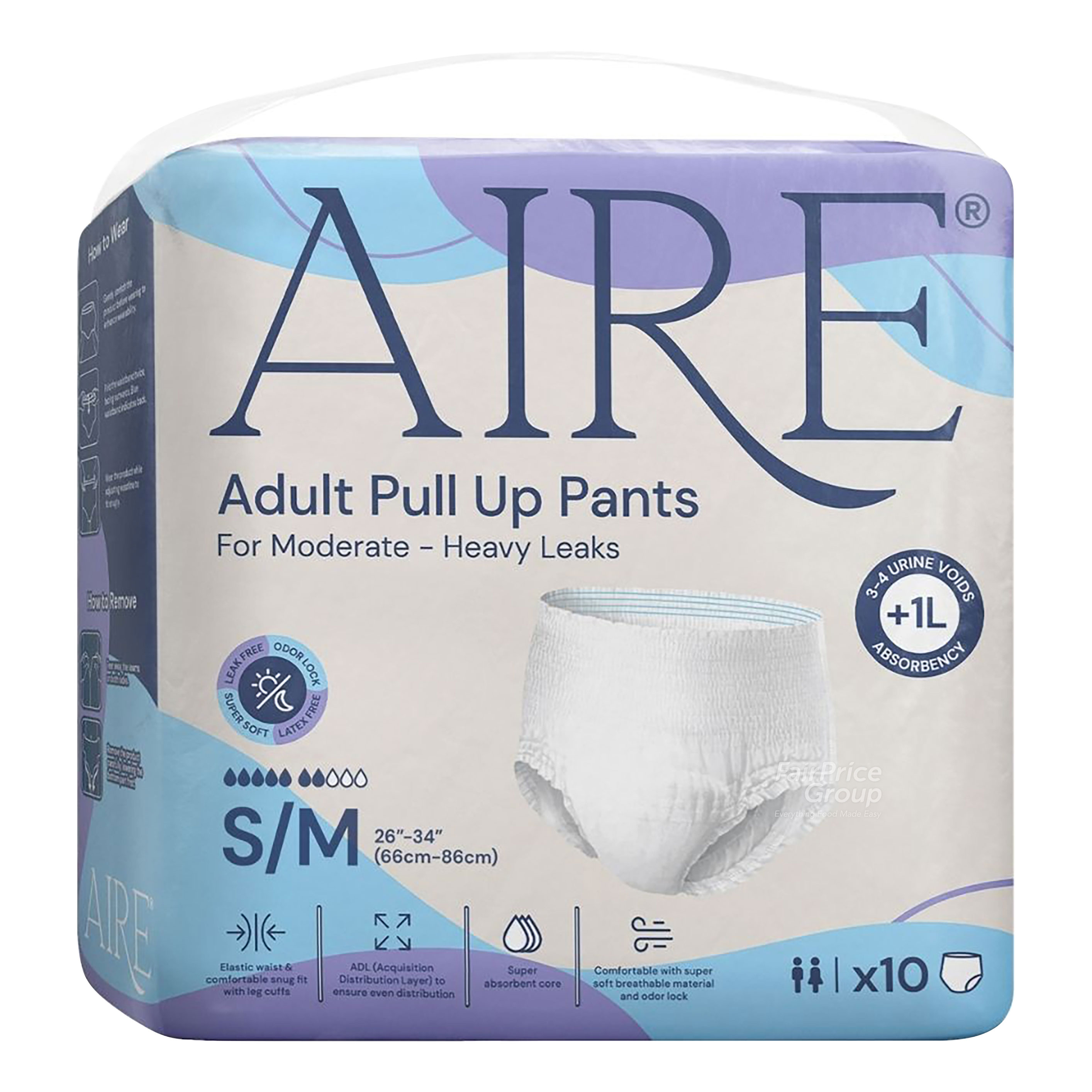 AIRE Adult Pull Up Diaper Pants (Super Soft Absorbent) - S/M