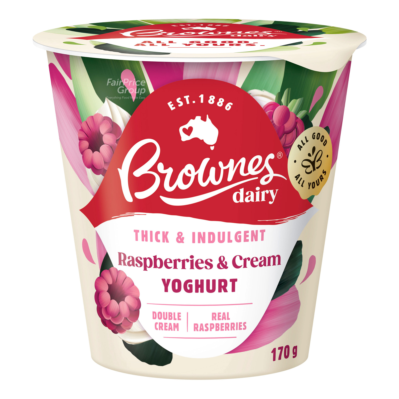 Brownes Dairy Natural Yoghurt - Raspberries & Cream