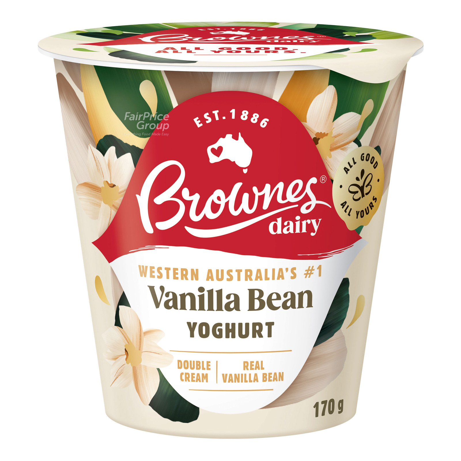 Brownes Dairy Natural Yoghurt - Vanilla Bean