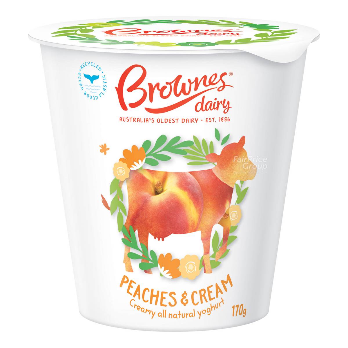 Brownes Dairy Natural Yoghurt - Peaches & Cream | NTUC FairPrice