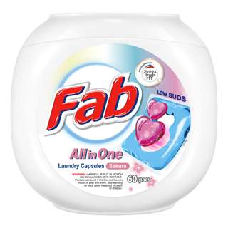 Fab All in One Low Suds Laundry Capsules - Sakura