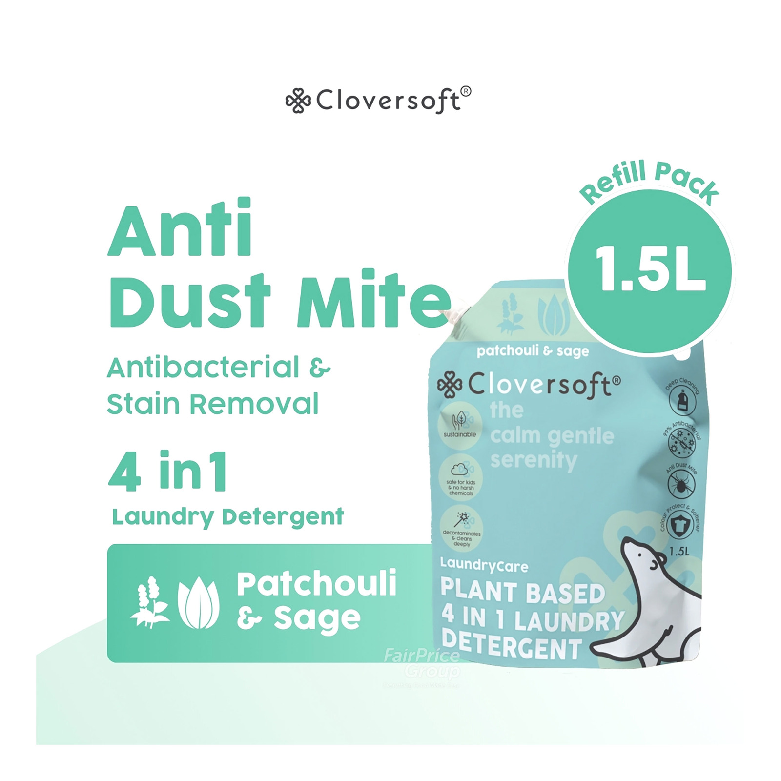 Cloversoft 4 in 1 Laundry Detergent Refill - Patchouli Sage