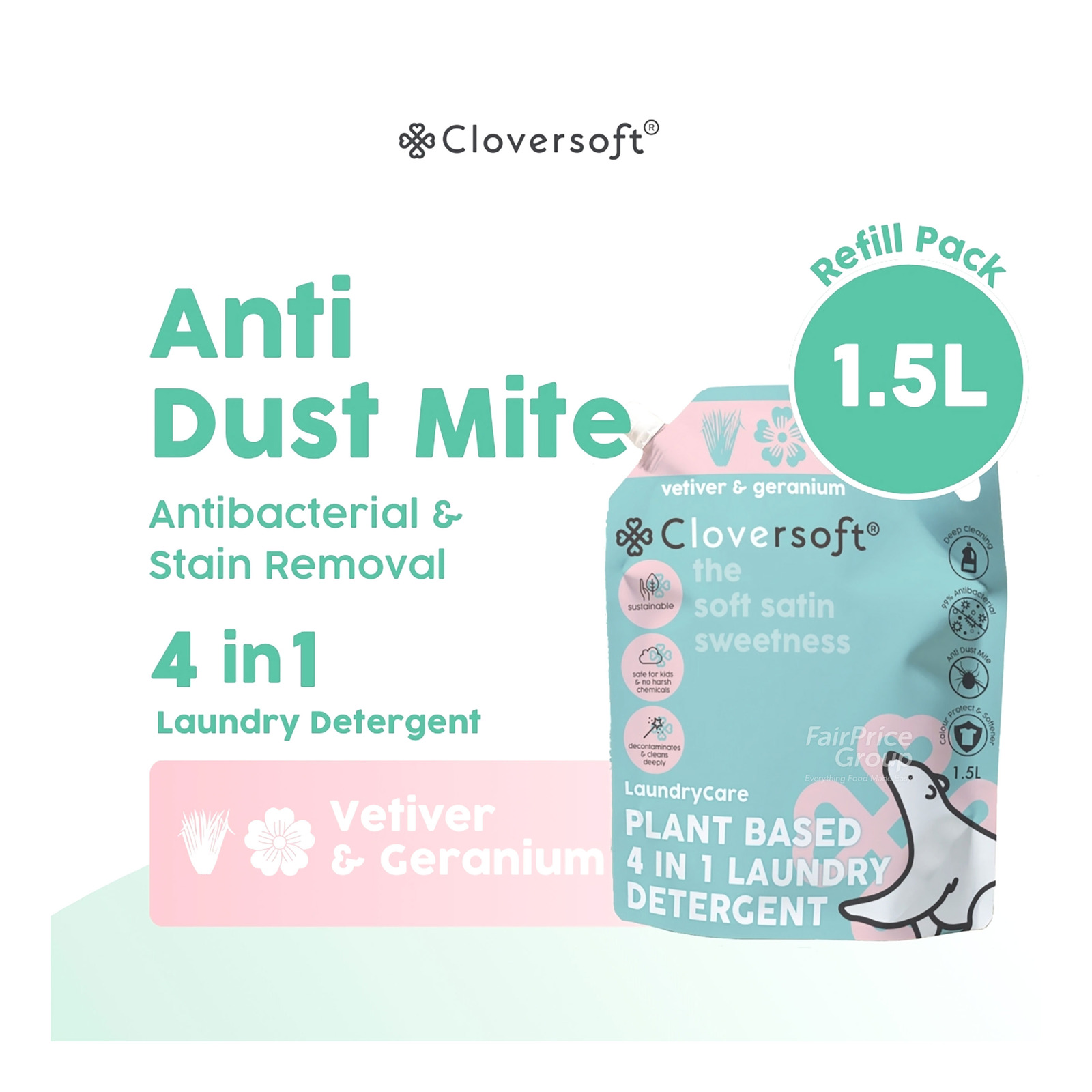 Cloversoft 4 in 1 Laundry Detergent Refill-Vetiver & Geranium