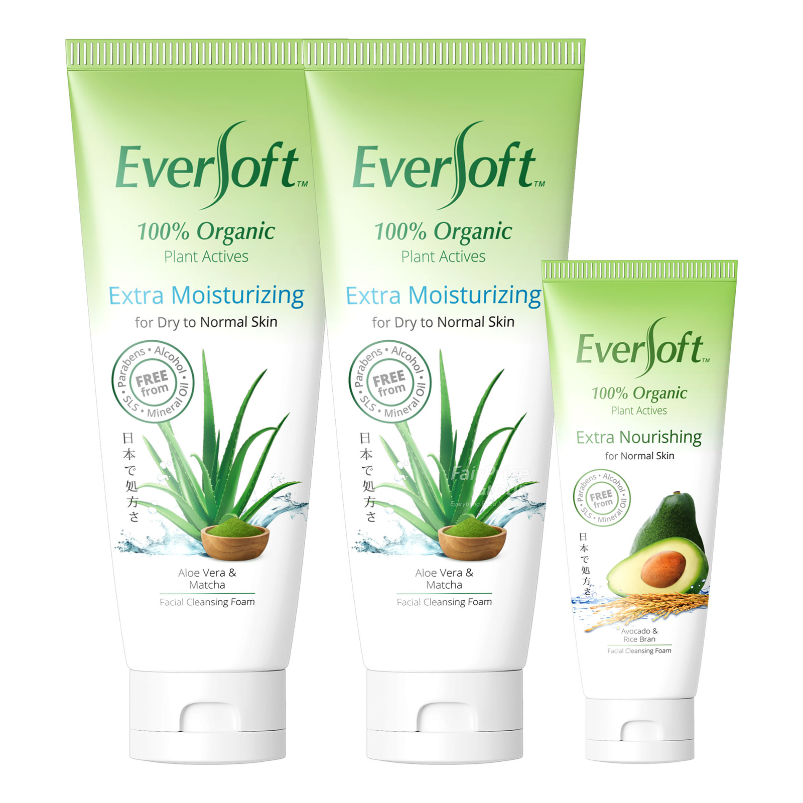 Eversoft Organic Cleanser Foam - Aloe Vera & Matcha | NTUC FairPrice