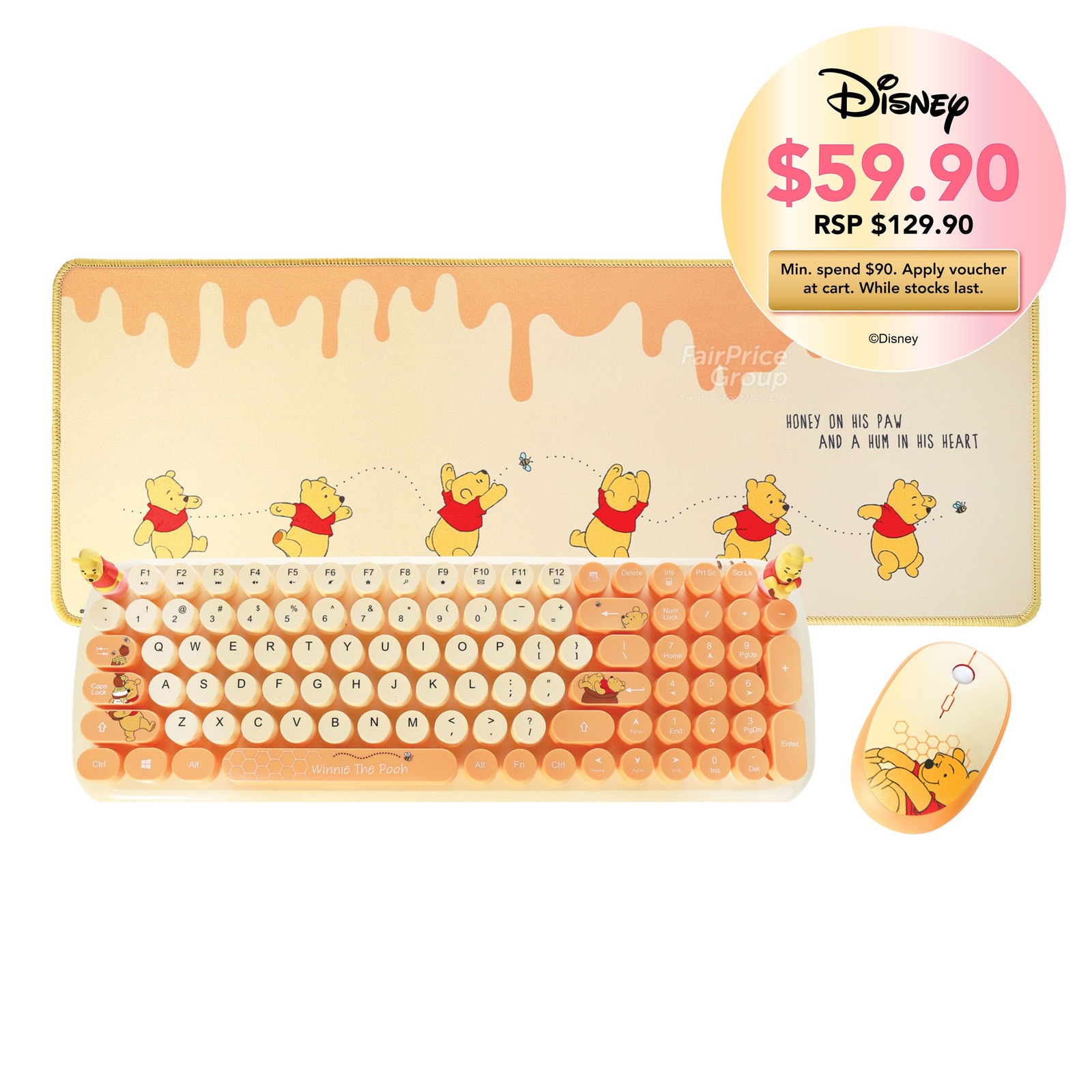 Disney Winnie Wireless Key Board with Mouse Set